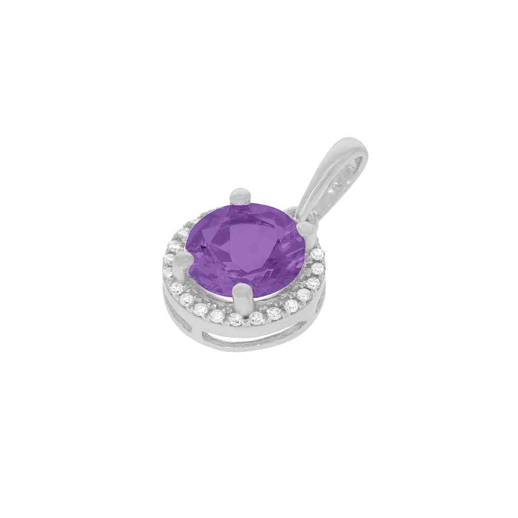 Amethyst and Diamond Halo Pendant PD31343A AMETHYST